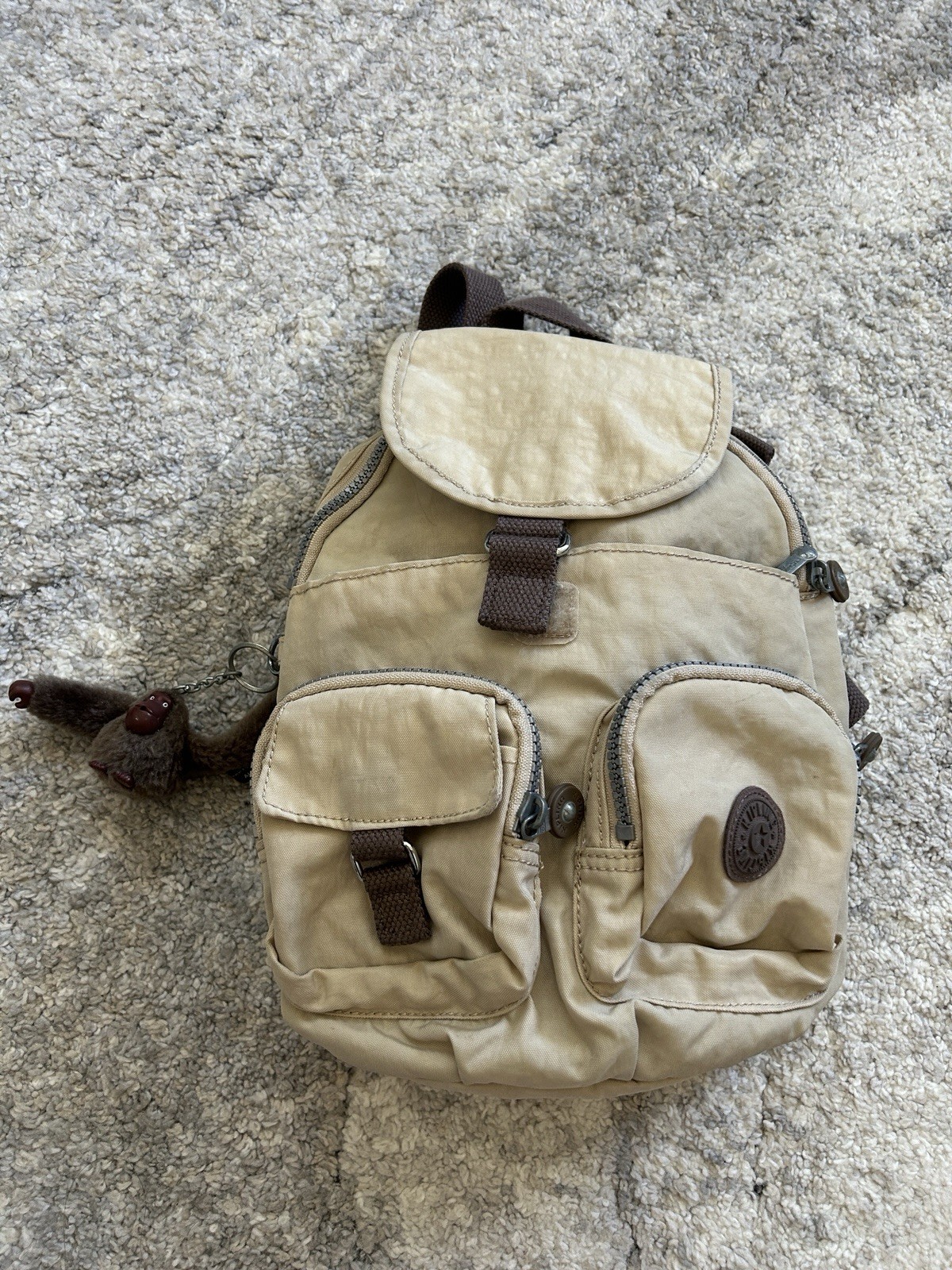 Kipling Lovebug Tan Mini Backpack with Monkey Use… - image 1