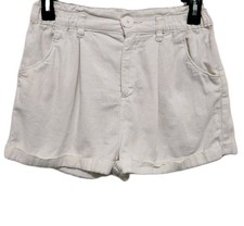 Zara Girls 13-14 White Cotton Pleated Cuffed Shorts Beach Boho Summer Nautical