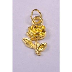 Authentic Gold Plated Rose Flower Pendant Charm Nature Floral Dangle Drop Botanical Lover