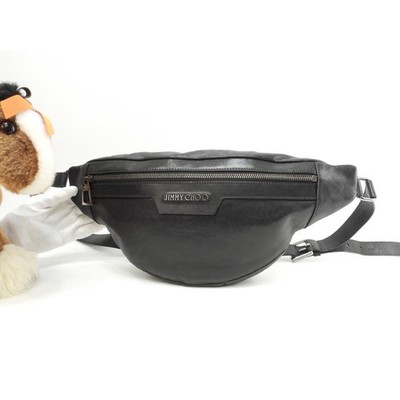 JIMMY CHOO Derry Biker Leder Bauchtasche Sling Crossbody Hüfttasche schwarz R...