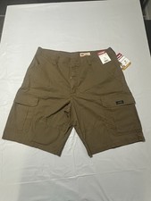 Wrangler Men's Brown Cargo Shorts Relaxed Fit Cotton Flat Front 10" Inseam