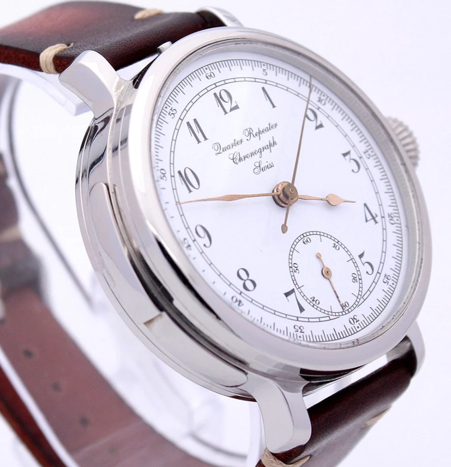 Noble 1/4 Repetition swiss Mariage Viertelrepetition & Chronograph 50mm ca. 1900 - Bild 1 von 4