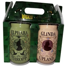 Wicked Dragon Glassware 2 Pack 16 oz Glinda Elphaba Glass with Straw Set NEW