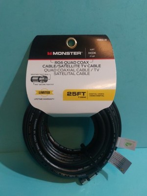 Monster 140032-00 Just Hook It Up 25 ft. Weatherproof Video Coaxial Cable New 