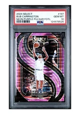 Bub Carrington PSA 10  2024-25 Panini Select FOTL Neon Purple Pulsar Prizm #1/5