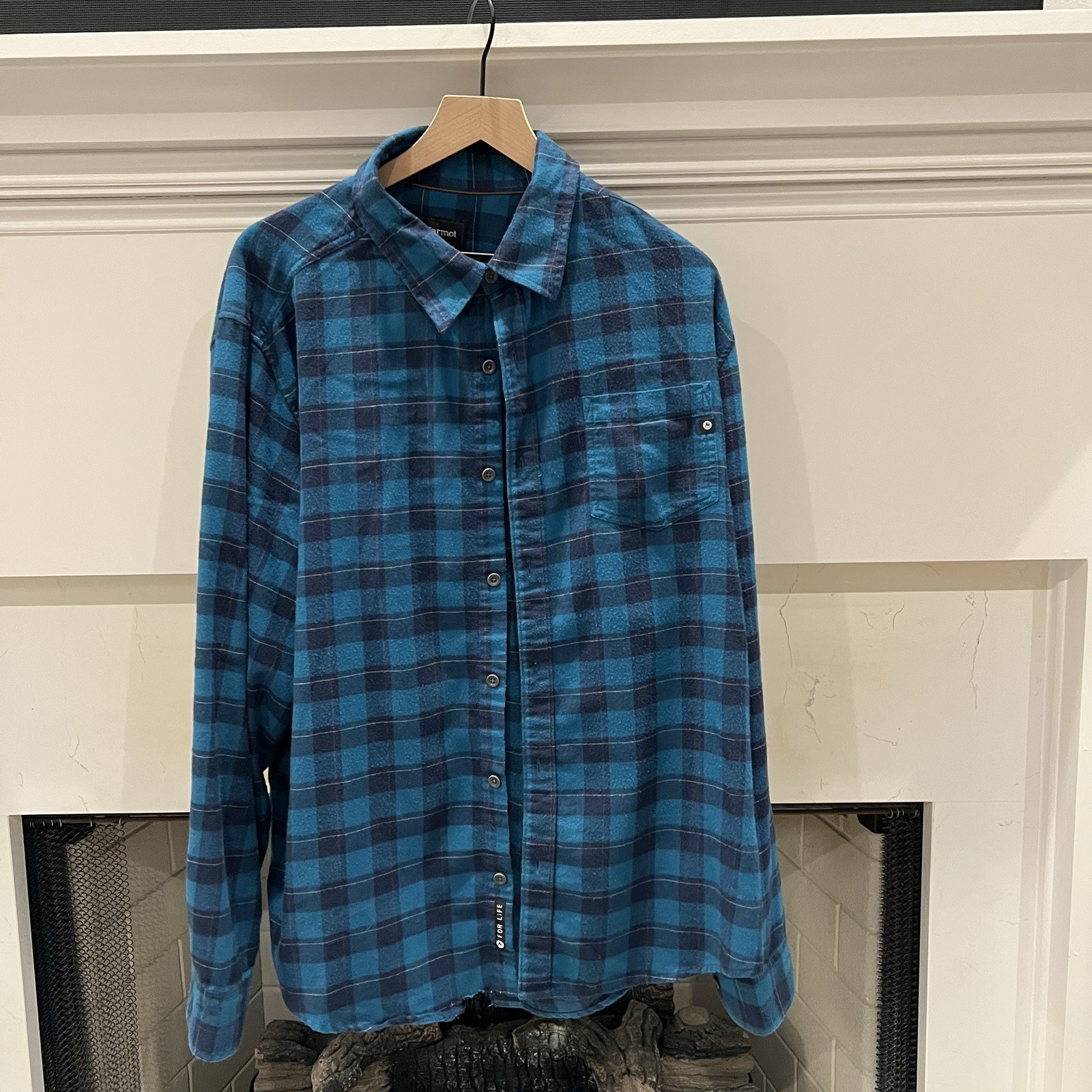 Marmot Performance Flannel Button Down Shirt Blue… - image 9