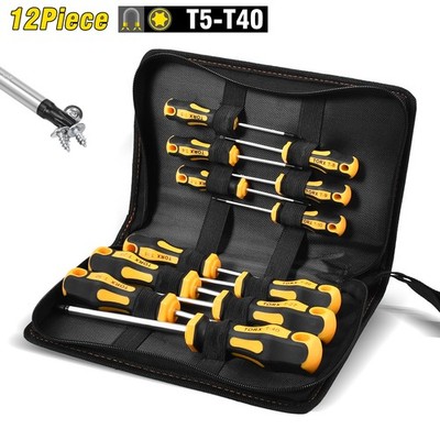 12 tlg. TORX Schraubendreher Magnetisch Set T5 - T40 T-Profil Schraubenzieher DE