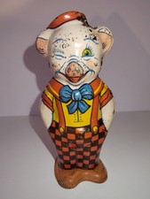 50's J. Chein  Co. Tin Litho Walking, Winking  Wiggling Pig - Cute  Works 
