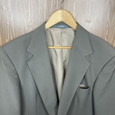 Haggar Blazer Jacket Mens 44L Olive Green Solid USA Made Gold Buttons