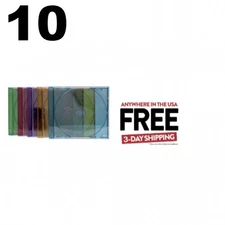 10 STANDARD Assorted Clear Color Tray CD Jewel Case **1-3 DAYS