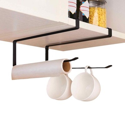 Tbest Paper Towel Holder,Kitchen Cabinet Steel Roll Holder Black 
