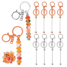 Beads Keychains Set with 50pcs Orange Beads-10Pcs Silver/Orange 