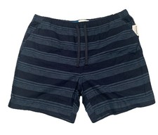 Old Navy Linen Jogger Shorts Men's XL / 7 inch Inseam Blue Striped Pull On NEW