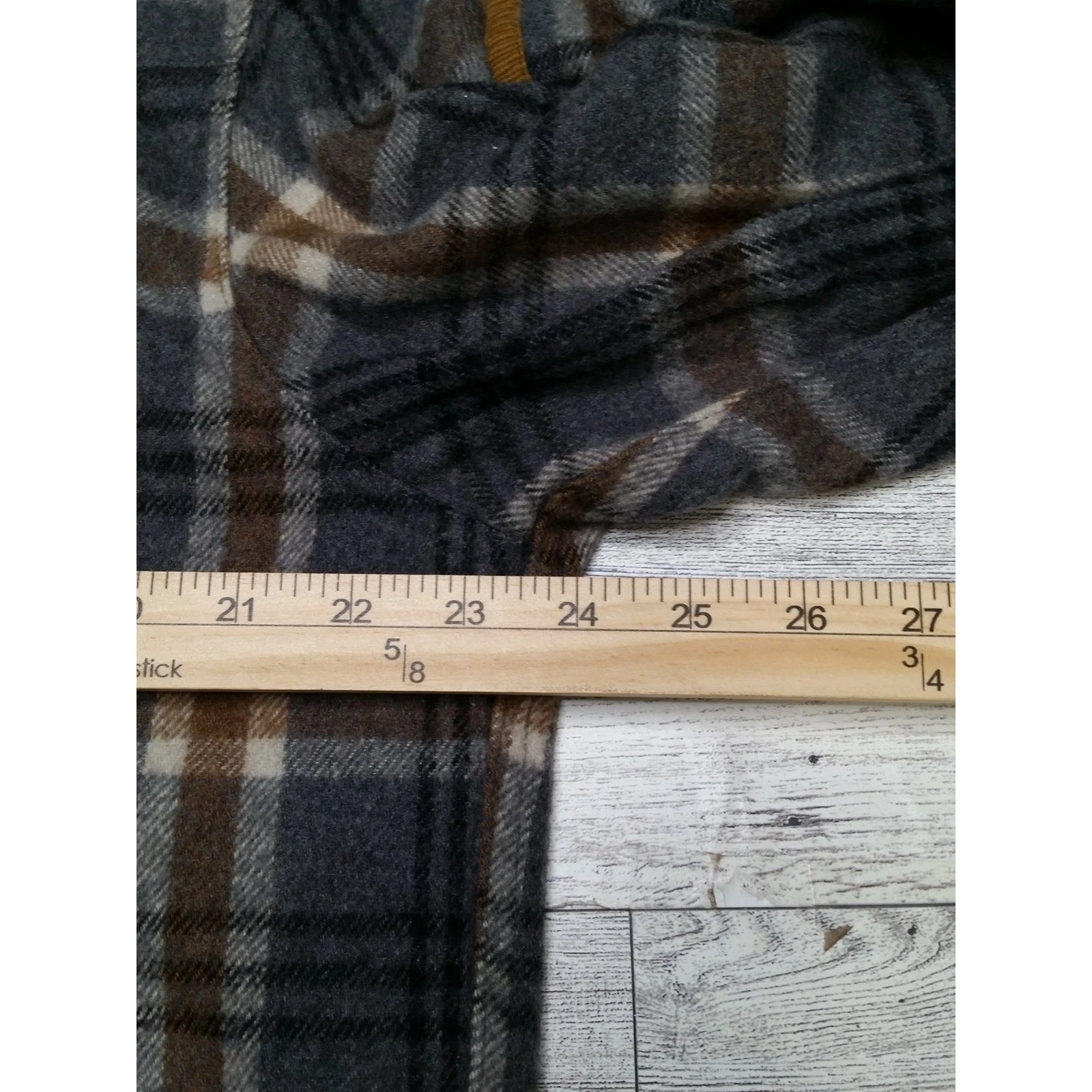 PrAna Asgard Men's L Gray Brown Plaid Hooded Flannel Jacket Snap Front image 12