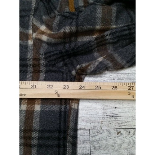 PrAna Asgard Men's L Gray Brown Plaid Hooded Flannel Jacket Snap Front image 12