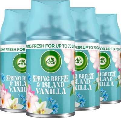 Air Wick Spring Breeze & Island Vanilla Scent Automatic Air Freshener 8.5 Oz 4pk