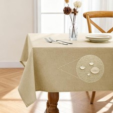 Rectangle Linen Tablecloth Waterproof Stain Resistant, Wrinkle-Table Cloth