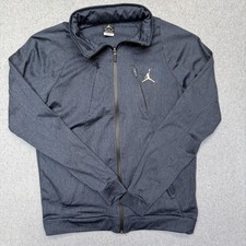 Nike Air Jordan Jacket Men Medium Flight Jacket Full Zip Hood Logo Obsidian Blue