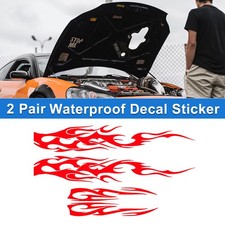 2 Pair Large Flame Small Flame Pattern Car Bumper Sticker Decal Waterproof Red