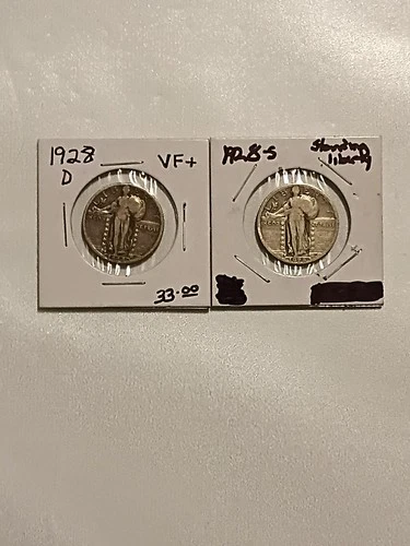 1928-D VF+ and 1928s F++ Standing Liberty Quarters