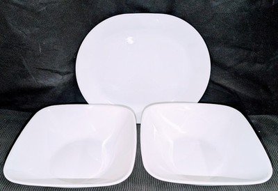 Serving Set for Corelle Square Dinnerware se1- 1 Platter 2 Square Serving Bowl