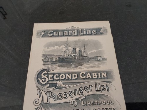 1902 Cunard Ocean Liner Campania Second Cabin Passenger List. NY to Liverpool - Picture 2 of 7