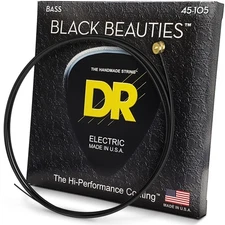 DR Strings Black Beauties-Black Coated Bass Guitar Strings 45-105 (BKB-45)