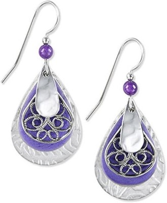 Silver Forest E8061D Surgical Steel 4 Layer Filigree Teardrop Earrings
