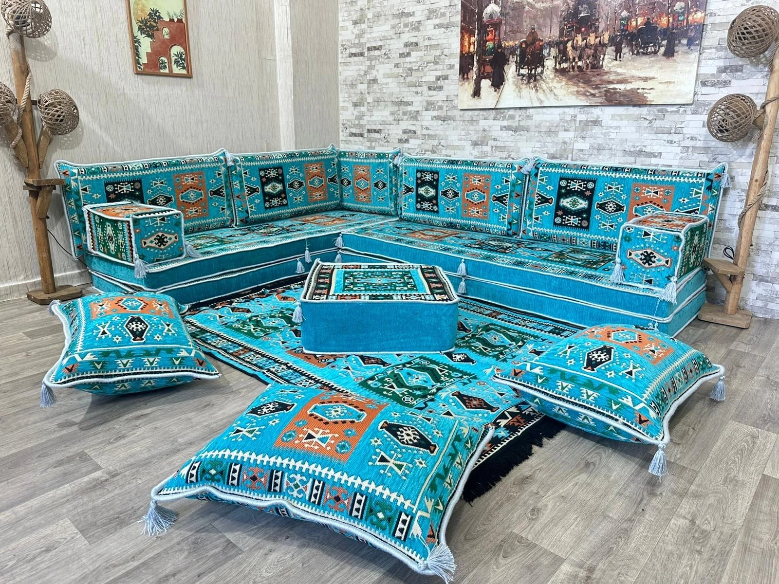 Arabic Corner Majlis, Oriental Seating Area Set, Oriental Sofa, Seating Area