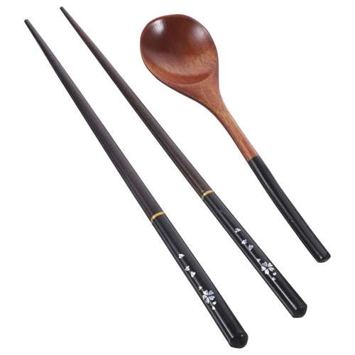1 Set Japanses Style Tableware Wooden Chopsticks and Spoon Set Kitchen Cutlery - Picture 9 of 12