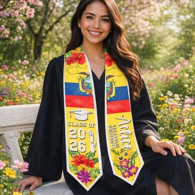 Custom Ecuadorian Flag Graduation Stole 2026 Ecuador Grad Sash