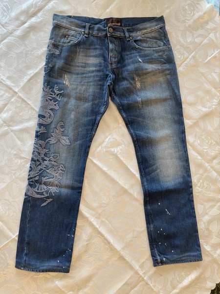 Roberto Cavalli Blue Jeans Hosen Herren Grösse 38 ragged Style mit Stickereien