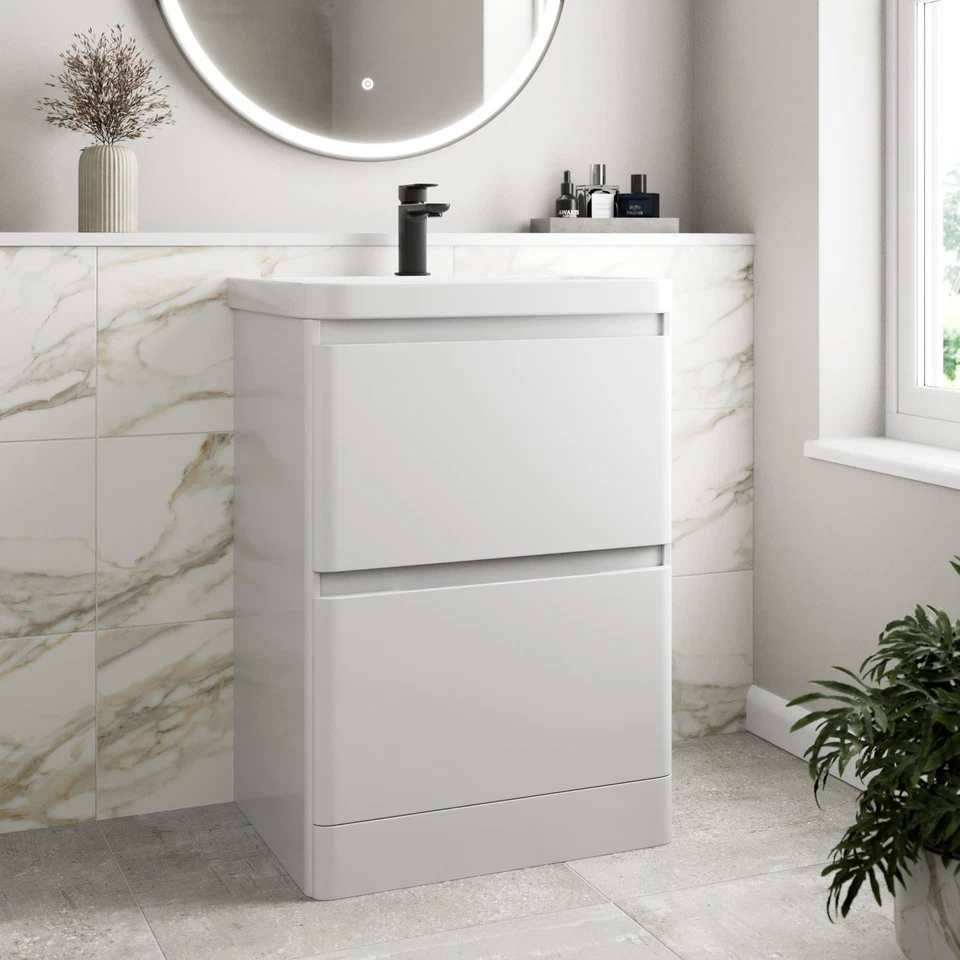 Modern Bathroom Vanity Unit Basin Cabinet Floor Standing Wall Hung Storage White