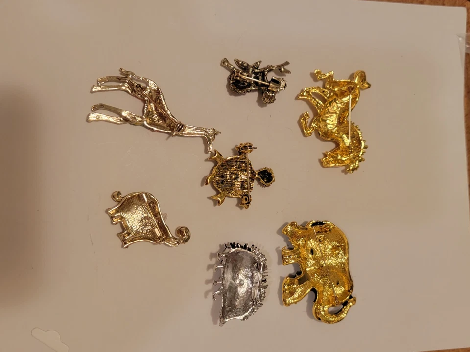 Lote de 7 broches de animales solapa elefante cebra tortuga koala más CA EE. UU. E453 Foto 2 de 4