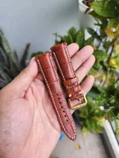 Size 20/18mm Brown 100% Genuine Leather Skin Watch Strap Band- Handmade
