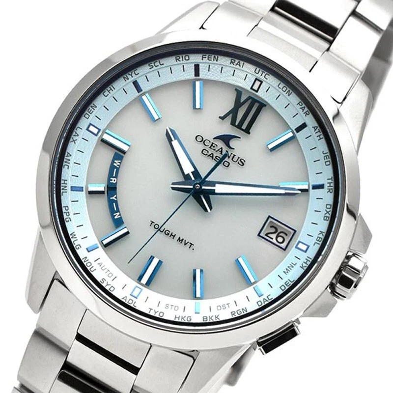 Reloj Casio Oceanus OCW-T150-2AJF esfera azul claro radio titanio solar para hombre Japón