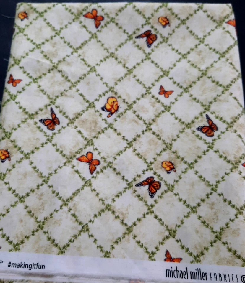 Enrejado mariposa tela Michael Miller de 1 1/2 yardas CX8826 mariposa monarca verde Foto 4 de 4