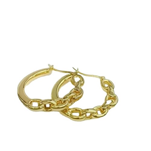 Small Geometric Drop Earrings For Women - Chunky Knot & Link Design, Brass, No Gemstone