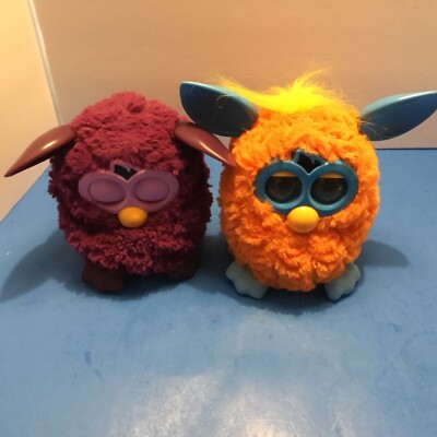 Set Of 2 Interactive Furbys Orange And Purple Plush Toys Not Sure If Working