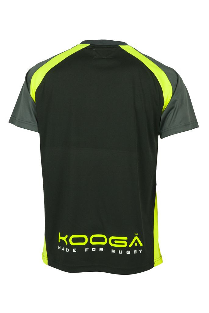 KOOGA MENS TRAINING/OFF FIELD RUGBY POLY PANEL TEE BLACK/VOLT SMALL