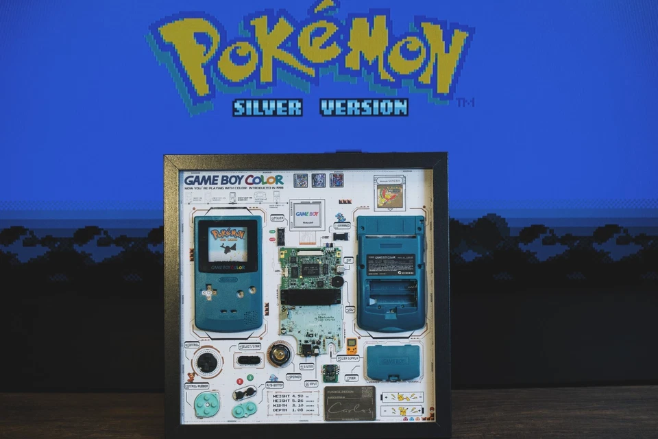 Arte desmontable, color Gameboy enmarcado desmontado, decoración de pared, regalo para él. Foto 3 de 4