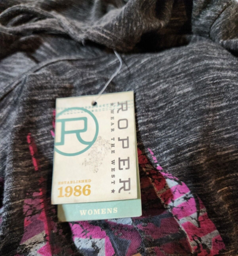 NWT Roper Women's Size M Gray Criss-Cross Back Short Sleeve Western Top - Picture 9 of 10