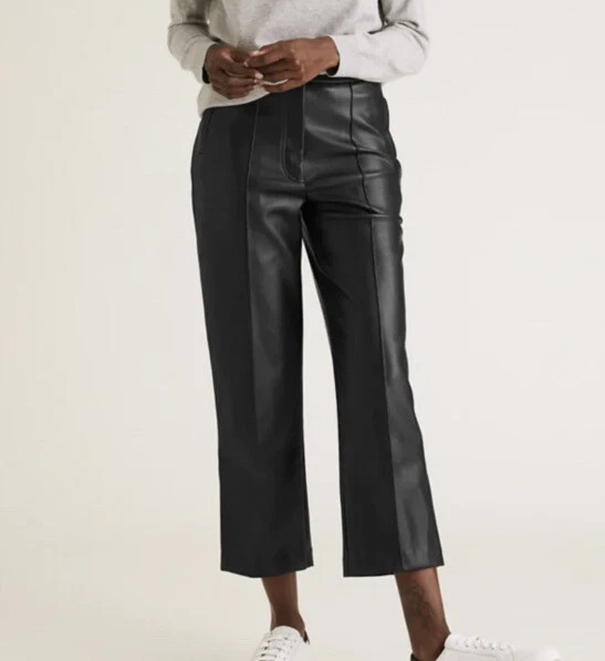 M&s faux leather best sale trousers