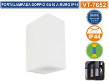 V-TAC VT-7652 PORTALAMPADA DOPPIO WALL LIGHT DA MURO PER 2 LAMPADINE GU10 IP44