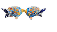 Blue Sky Kissing Fish Salt & Pepper Shakers W...