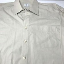Linea Uomo size 17 1/2 32-33 button front long sleeve dress shirt tan in color
