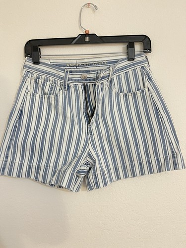 White Striped High Rise Shorts | eBay