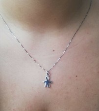 COLLANA A BEBE' LISCIA CON ZIRCONE E CATENINA A 45 CM IN ARGENTO 925 RODIATA 3M