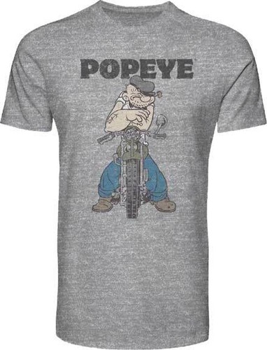H3 Sportgear Popeye Motocicleta Motociclista Dibujos Animados Gris Envejecido Camiseta TS06086POP - Imagen 3 de 3
