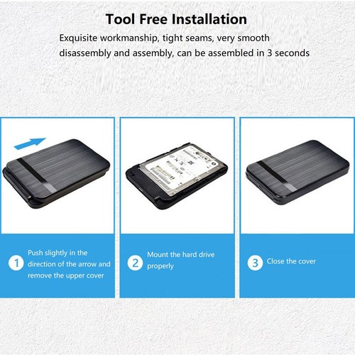 USB-C 3.1 Enclsoure 2.5 Inch SATA Hard Drive External Case SSD USB Type C Box K - Afbeelding 12 van 12